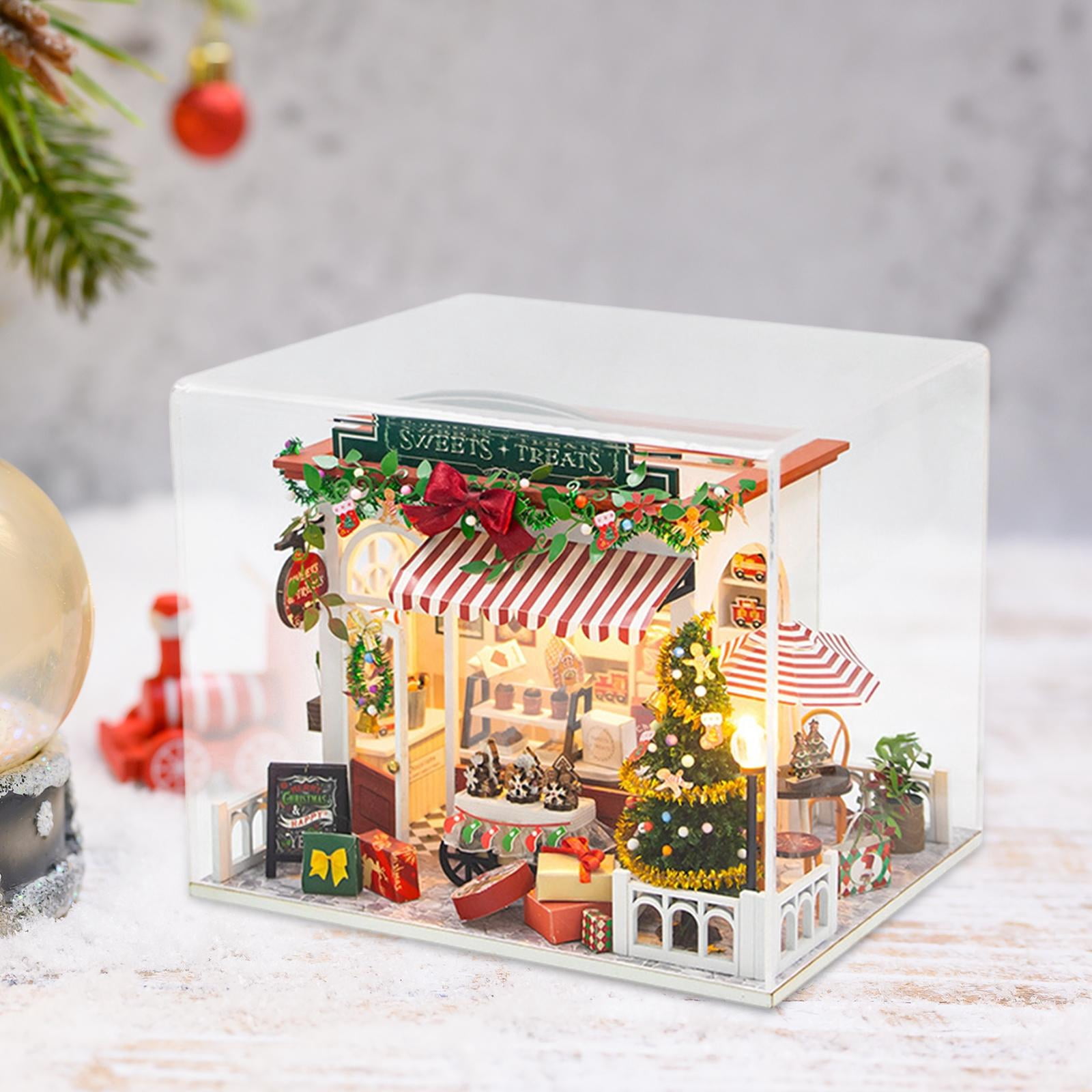 DIY Mini House Craft Kit Christmas Cottage Handmade Wood Construction with Lights for Adults Holiday Decor