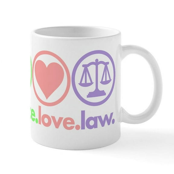 CafePress - Peace Love Law Mugs - 11 oz Ceramic Mug - Novelty Coffee Tea Cup
