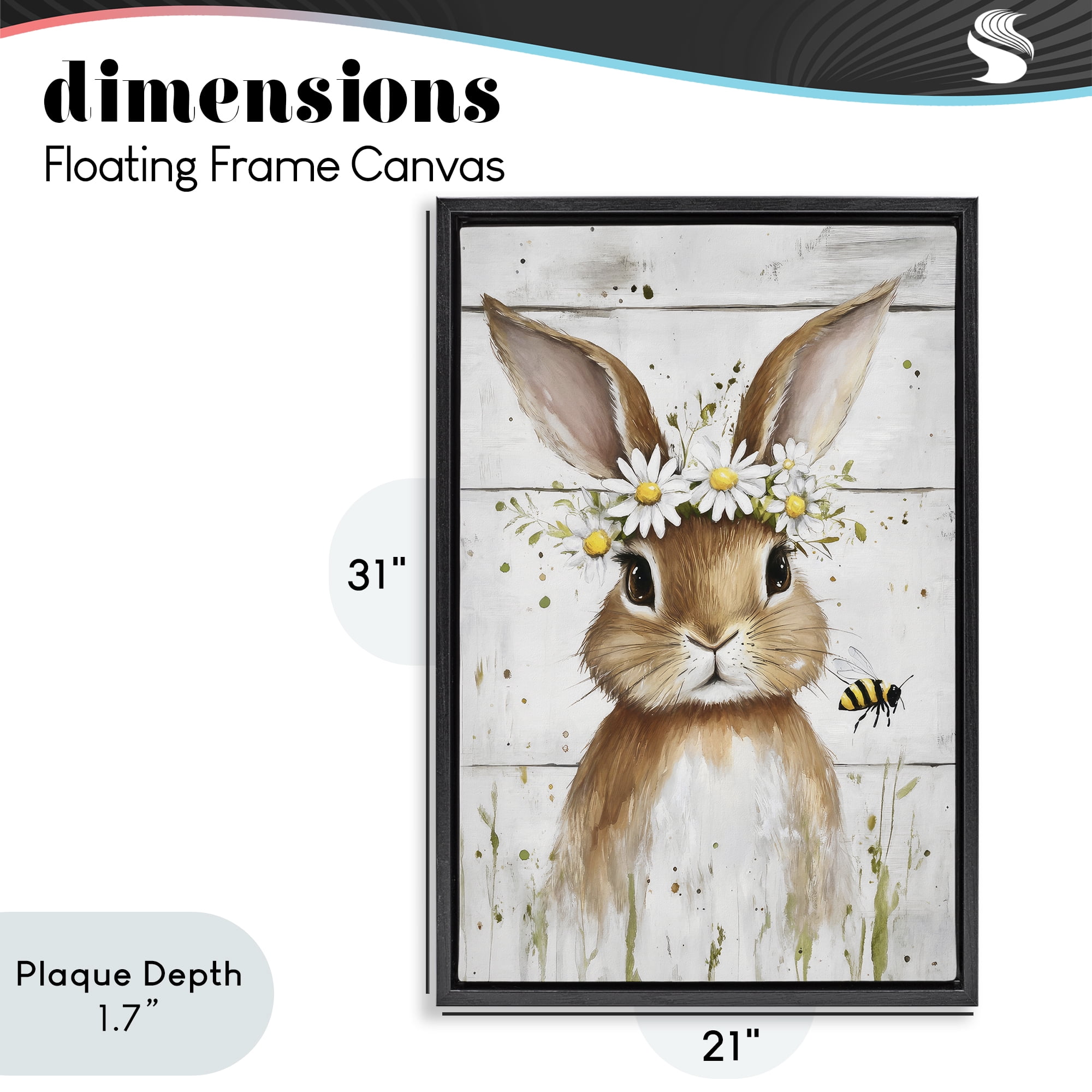 Stupell Industries The Bunny & The Bee Black Framed Floater Canvas Wall Art, design by Tina LeCour
