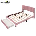 thumbnail image 2 of Bellemave Queen Size Pink Velvet Upholstered Wood Platform Bed with a Big Drawer and Soft Headboard, 2 of 8