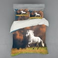 thumbnail image 2 of Ambesonne Animal Bedding Set 3 Pcs, Andalusian Horse Dusk, Twin, White Orange Green, 2 of 3
