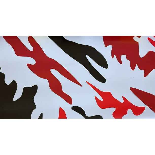 Red, Black, White Camo Matte Finish Camouflage Vinyl Film Wrap Decal