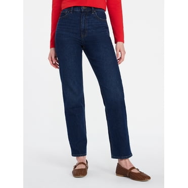 Time and Tru Women's High Rise Straight Leg Jeans, 30" Inseam Regular, Sizes 0-20, 10S-16S