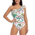 thumbnail image 2 of Yiaed Fairy Flower Print Women One Piece Swimsuits Tummy Control One Shoulder Bathing Suits Pattern Ruffle Swimwear-X-Large, 2 of 8