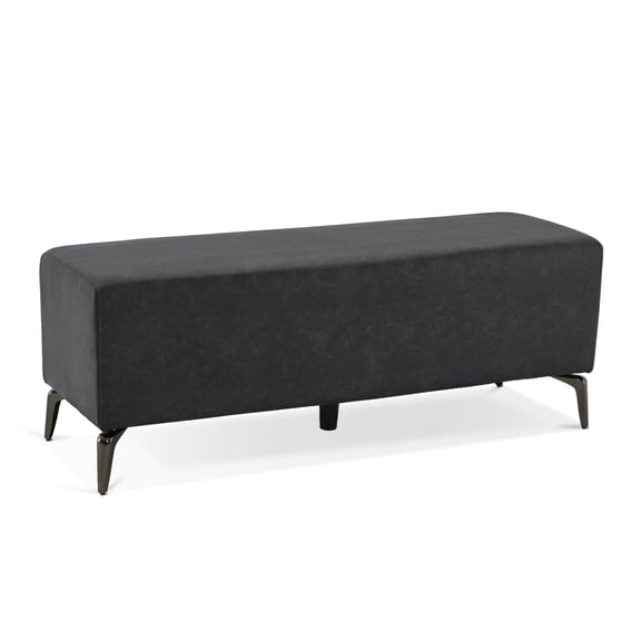 BarberPub Waiting Room Chairs Salon Furniture, Office Reception Bench, Ottoman Bench Lobby Guest Chairs for Entryway, Store, Faux Leather W704(Dark Grey)