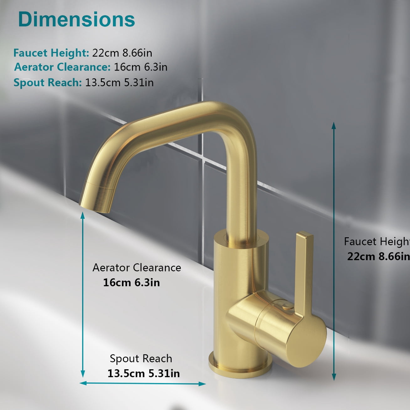 YZZY Single Lever Handle Bathroom Faucet for Sink 1 Hole Brushed Gold Lavatory Vanity Basin Faucet High Arc Modern Sink Faucet