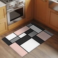 thumbnail image 5 of Modern Geometric Pink Black Bathroom Rug Washable 2x3 Entryway Rug Non Slip Abstract Minimalist Color Blocks Front Door Mat Low Pile Indoor Doormat Throw Floor Carpet for Kitchen Bedroom Entrance, 5 of 8