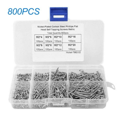 

800Pcs/set Stainless Steel Self Tapping Screw Assorted Kit Lock Nut
