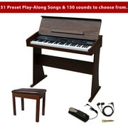 Sawtooth 61-Key Digital Console Electronic Piano with Chromacast Bench, Sustain Pedal, Earbuds, Metronome, Multi Track Recorder & 51 pre set songs to play along with