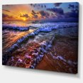 thumbnail image 2 of Sunset over Blue Tinged Waves - Seashore Photo Canvas Art Print, 2 of 4