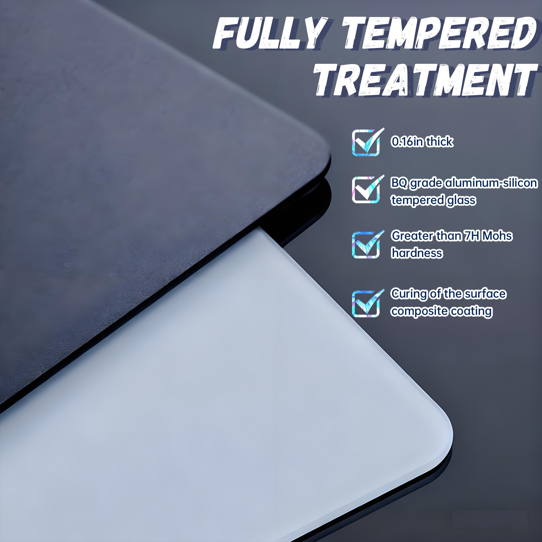 GJX Mouse Pads for Desk,7H Tempered Matte Glass Mousepad,Mousepad Gaming,Gaming Non-Slip Scratch Resistant Black Mouse Pad,Black,11.81"x10.24"x0.12"
