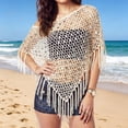 thumbnail image 2 of Sequin Crochet Poncho Cover Up for Women Fringe Asymmetrical Beach Vacation Top, 2 of 5