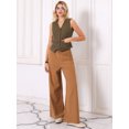 thumbnail image 3 of DARING DIVA Women's Pinstripe Waistcoat Button Down Vintage Striped Vest L Brown, 3 of 6