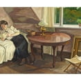 thumbnail image 2 of Edvard Weie 14x12 Gold Ornate Wood Frame and Double Matted Museum Art Print Titled - Interior with Reading Woman, 2 of 4