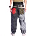 thumbnail image 5 of Ruiatoo Baggy Jeans for Men Classic Relaxed Fit Vintage Hip Hop Skateboard Pants with Embroidery C033 Black Size 44, 5 of 6