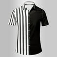 thumbnail image 4 of AHTJRT Mens Striped Patchwork Tees Short Sleeve Casual Summer Hawaiian Print Beach Tops Black 4XL, 4 of 4