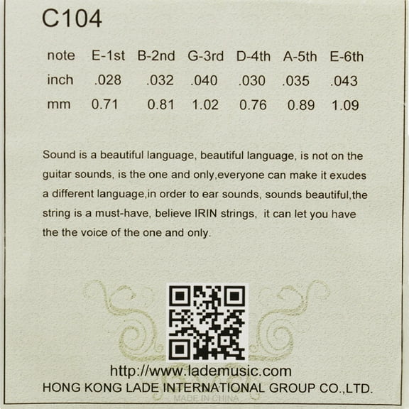 MIXFEER Acoustic Classical Guitar Strings Nylon Silver Plated Copper Alloy Wound, 6pcs/set (.028-.043)