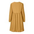 thumbnail image 3 of USSUMA Casual Dresses for Women Summer Dress Long Sleeve V Neck Casual Solid Color Maxi Dress Lounging Skirts Breathable Skirt Date Online Shopping Yellow Dress Size-S, 3 of 4