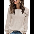 thumbnail image 2 of Blusas Tipo Túnica para Mujer, Cuello Redondo, Elegantes, con Encaje y Retazos, Blusas Informales, Suéteres. Albaricoque XL, 2 of 7