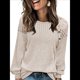 thumbnail image 2 of Blusas Tipo Túnica para Mujer, Cuello Redondo, Elegantes, con Encaje y Retazos, Blusas Informales, Suéteres. Albaricoque L, 2 of 7