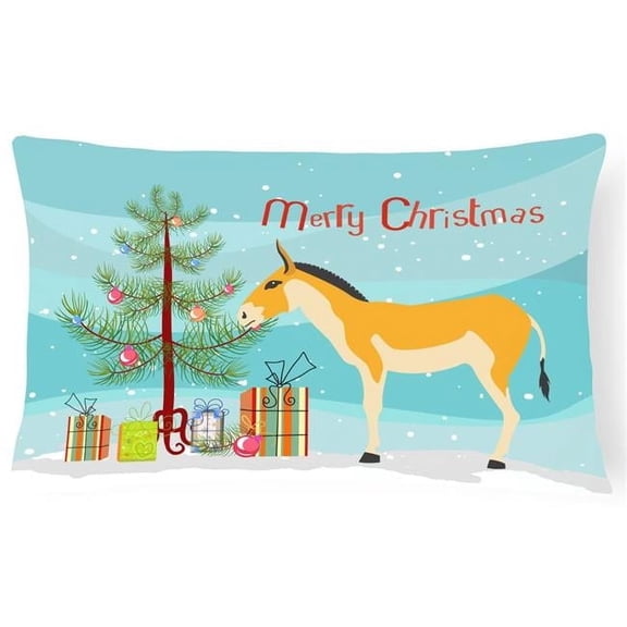 Carolines Treasures BB9221PW1216 Turkmenian Kulan Donkey Christmas Canvas Fabric Decorative Pillow, Teal, 12H x16W,