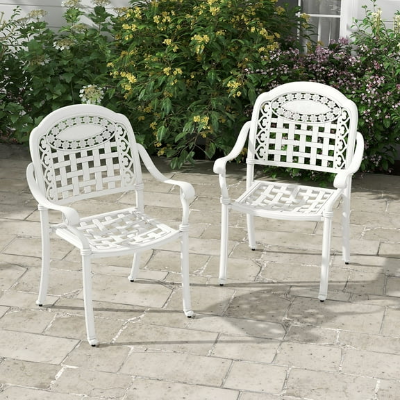 Gymax 2 Pieces Cast aluminum patio chair bistro dining chair outdoor cast aluminum chair