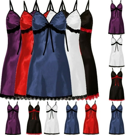 Sexy Lingerie Women Silk Lace Robe Dress Babydoll Nightdress Nightgown Sleepwear