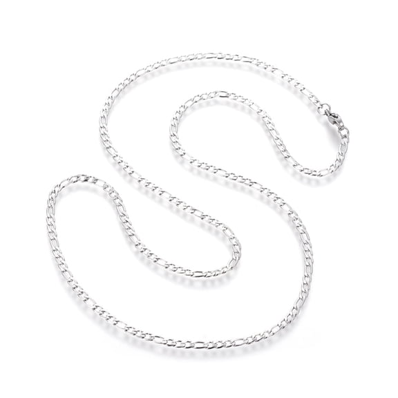 10pcs Non-Tarnish 304 Stainless Steel Figaro Chain Necklaces with Lobster Claw Clasps Stainless Steel color 23.8 inch(60.5cm) 3mm