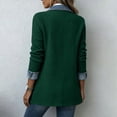 thumbnail image 5 of Kilaqueen Women's Denim Patchwork Blazer, Notched Lapel Long Sleeve One Button Jacket with Pockets, Contrast Casual Office Coat for Streetwear Outfits, 5 of 8