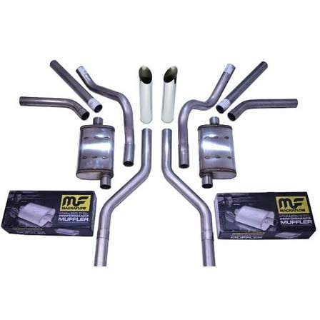 Chevy GMC C10 63-72 2.5" Dual Exhaust Kits Magnaflow Slash Tips Side Exit