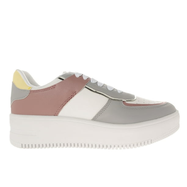 Tenis Esmeralda color gris claro con detalles en color pastel 25.5 Dorothy Gaynor Tenis Esmeralda color gris claro con detalles en color pastel 25.5