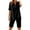 A01_Black, variant on Yghzkop Women's Cotton Linen Set V-Neck Shirt & Shorts Outfit Summer Casual Button Tees Top Elastic Waist Beach Vacation Matching Set Lightweight Breathable Blouse Pants