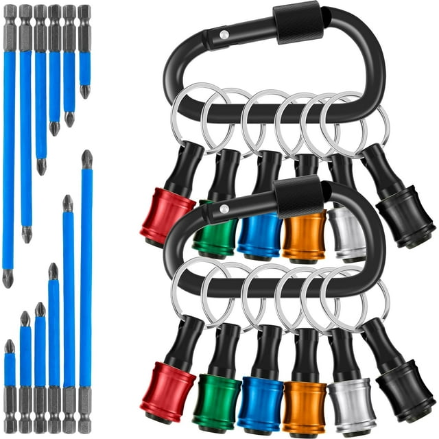 HUGFEGWE 12PCS Bit Holders 1/4 Socket Quick Release Bit Holder Hex Shank Screwdriver Bit Holder for Impact Driver Drill Bit Keychain Extension Bar for Tools & Home Improvement Gift (12PCS-B)