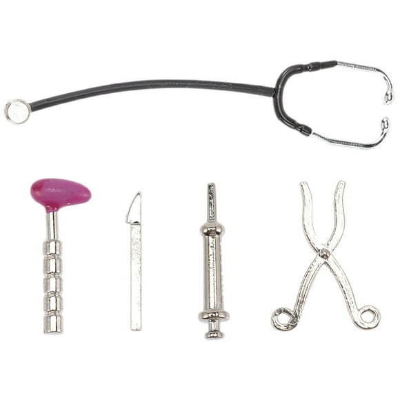 CIMAXIC miniature syringe 1 Set Mini Doctor Tools Miniature Stethoscope Syringe Mini House Accessory,0.79"X0.47"X0.08"