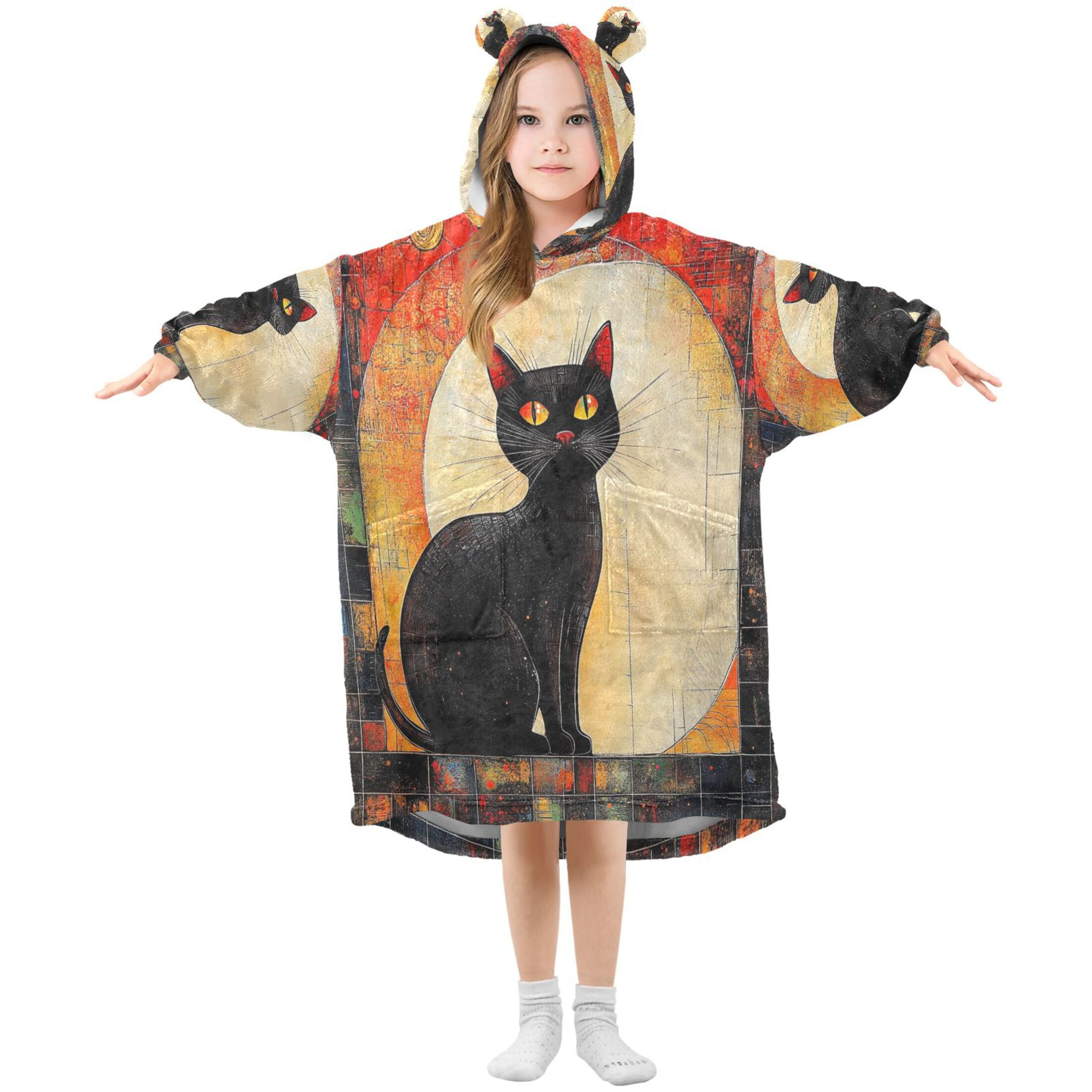 YAZAOO Kids Wearable Blanket Hoodie Warm and Cozy Ethereal Midnight Guardian Flannel Sweatshirt