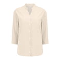 thumbnail image 4 of Button Up Shirt Women Fashion Casual Solid 3/4 Sleeve Button Down Shirt Summer Tops, 4 of 6