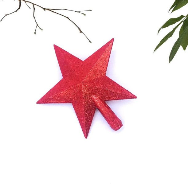 Estrella superior para árbol de Navidad, adornos de Feliz Navidad para el hogar, polvo dorado brillante, estrella de cinco puntas, adorno de Año Nuevo, 10/15/20cm