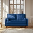 thumbnail image 3 of Dixie 57" Small Sofa Loveseat Couch, Premium Velvet Fabric And 2 Bolster Pillows Suitable for Apartment or Small Living Room, Blue, 3 of 17