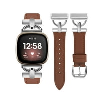 Wearlizer Leather Band Compatible with Sense Bands/Versa 3 Bands/Versa 4 Band/Sense 2 Band Women, Dressy Leather Strap with D-Shape Metal Buckle for Versa 3/Versa 4 Smartwatch