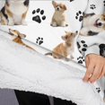 thumbnail image 3 of Oversized Wearable Blanket Hoodie,Corgi Dog and Footprints Sherpa Blanket Hoodie with Super Pockets,Super Warm Fuzzy Pullover for Women & Men, 3 of 6