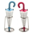 thumbnail image 1 of 2 infusores de té reutilizables con forma de paraguas y bandeja antigoteo para tazas de té, jarras y teteras, colador de té de malla fina de acero inoxidable con tapa de silicona para té, 1 of 8