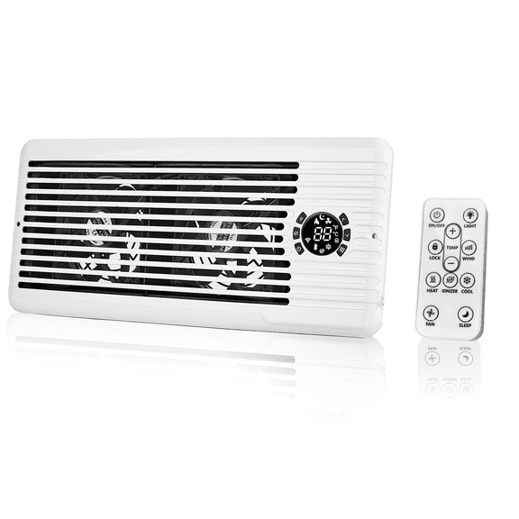 4" x 10" Smart Register Booster Fan - 10-Speed Quiet Vent Fan with Remote Control for Heating & Cooling, Floor/Wall/Ceiling Mount, White