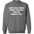 thumbnail image 2 of OXI Crewneck Sweatshirt - Sleep Well Middle Finger, Basic Casual Sweatshirts for Men's and Women Fleece Sweatshirt Long Sleeve - Graphite Heather X-Large, 2 of 2