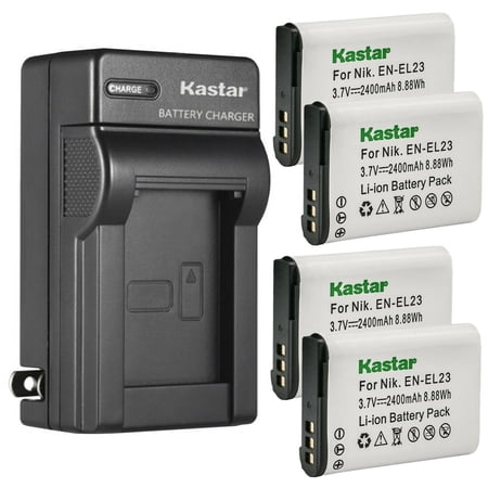 Kastar 4-Pack Battery and AC Wall Charger Replacement for Nikon EN-EL23 ENEL23 Battery Nikon MH-67 MH-67P Charger Nikon Coolpix B700 Coolpix P600 Coolpix P610 Coolpix P610s Coolpix P900