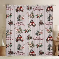 Homewish Magic Reindeer Moose Black Out Curtains, Christmas Tree Flower Curtains Pack of 2 (42x63 Each), Farmhouse Lake House Bedroom Curtains, Black Out Curtains Room Decor