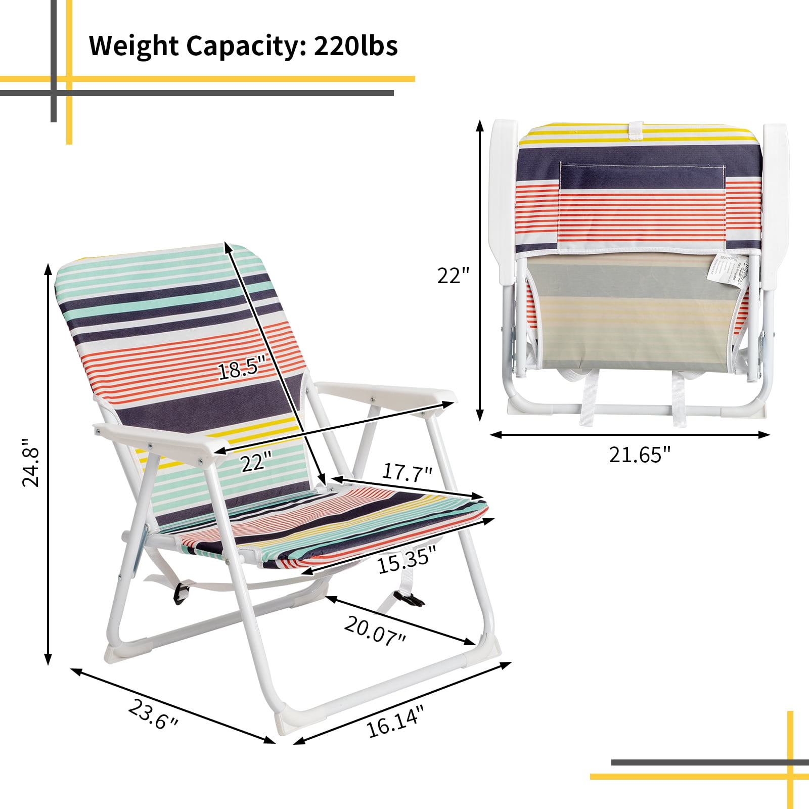 Beach Chair Oxford Cloth White Iron Frame 56*60*63cm