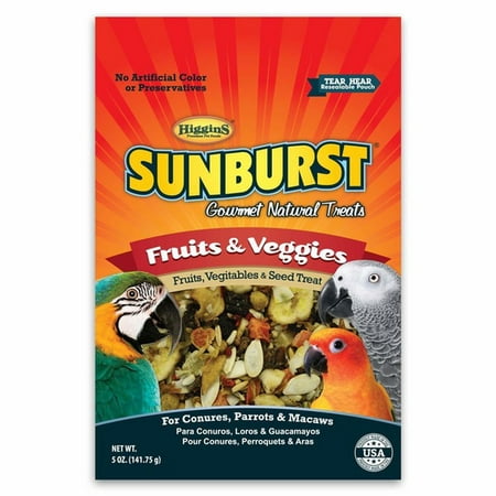 Higgins Sunburst Gourmet Natural Treats Fruits, Veggies & Sead Treat for Conures Parrots &