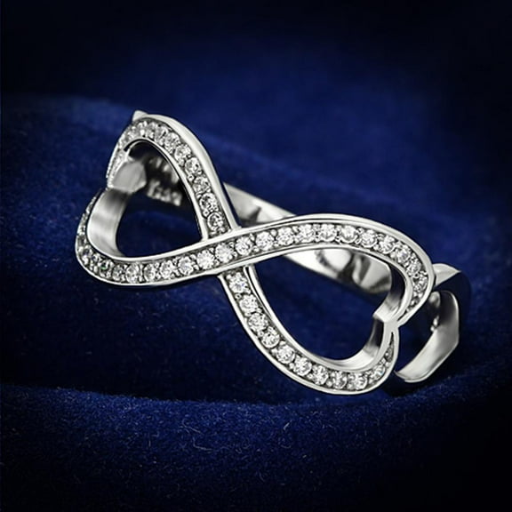 TS088 - Rhodium 925 Sterling Silver Ring with AAA Grade CZ in Clear