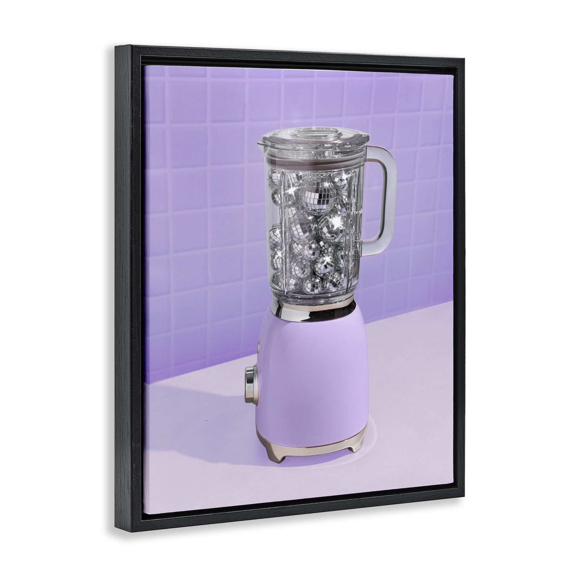 Stupell Industries Disco Drink Blender over Purple Black Framed Floater Canvas Wall Art, design by LISH Creative