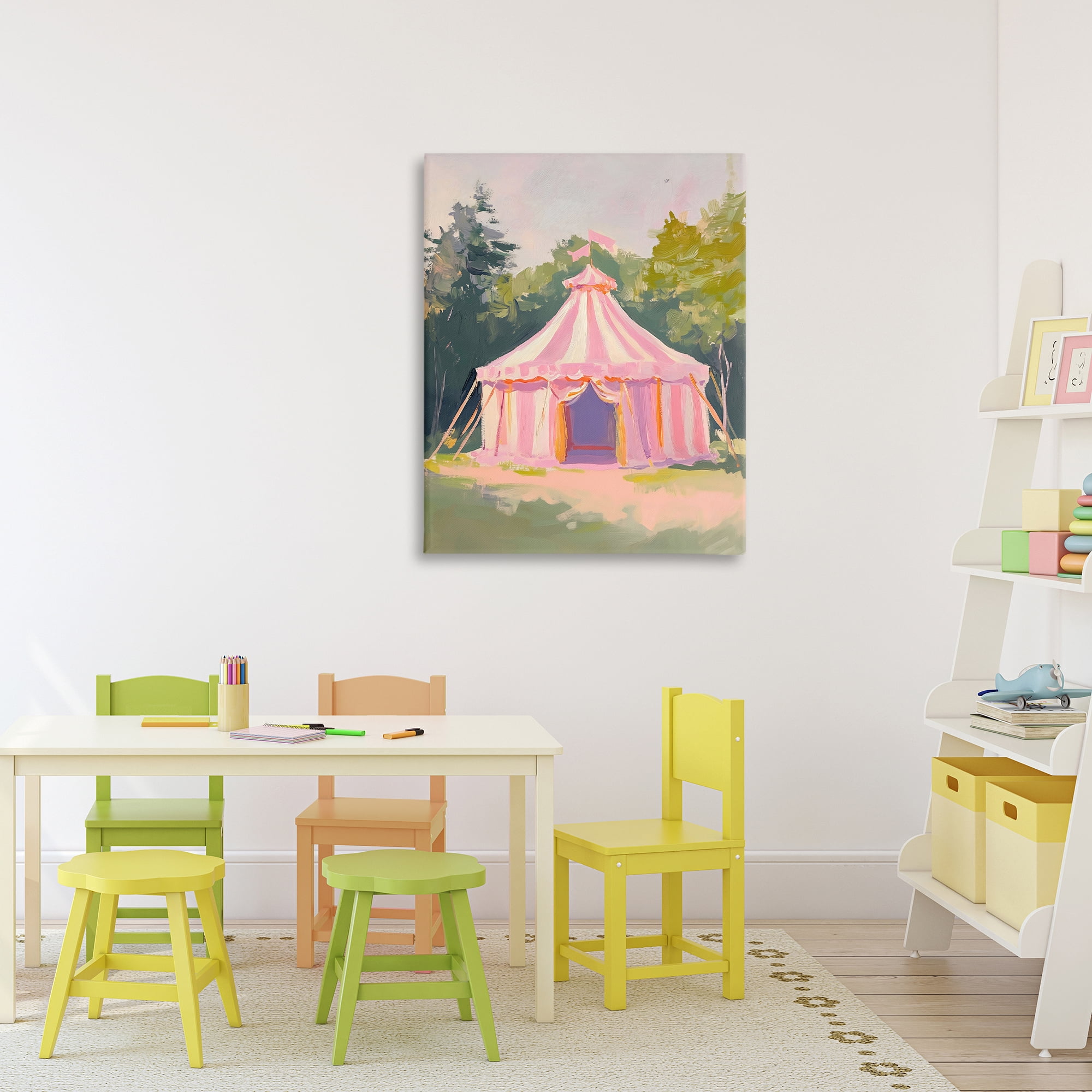 Stupell Industries Pink Circus Tent in Meadow Canvas Wall Art, design by The Prints Vibe